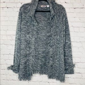 Tiara Marled Fringe Women's Sweater Cardigan XL